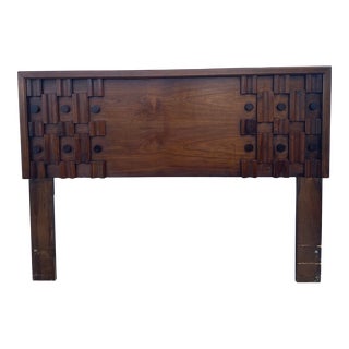 1970s Walnut Brutalist Headboard. For Sale