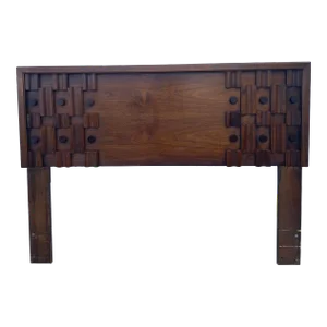 1970s Walnut Brutalist Headboard.