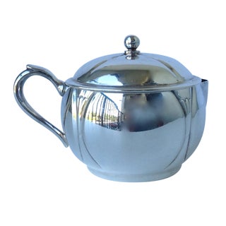 Vintage Silver on Copper Lotus Lidded Creamer Server For Sale