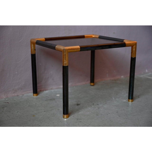 Italian Modern Side Table in Black and Gold Metal with Smoked Glass, 1970s For Sale - Image 6 of 14