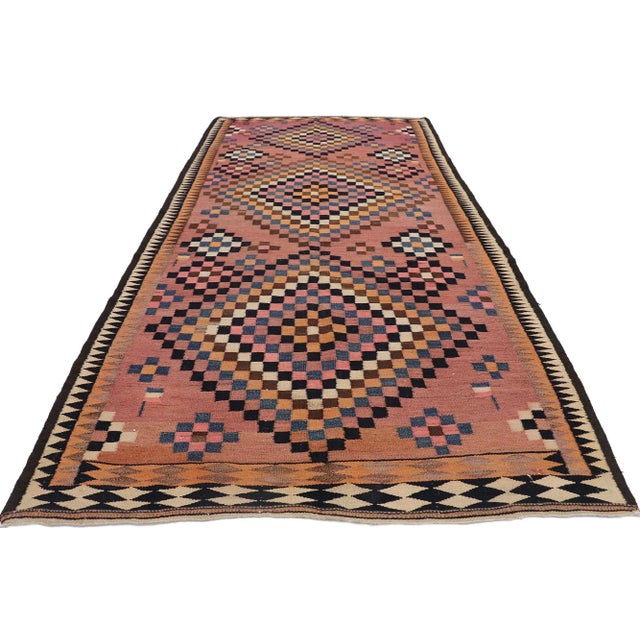 Tribal Vintage Persian Shiraz Kilim Gallery Rug 05'03 X 11'01 For Sale - Image 3 of 9