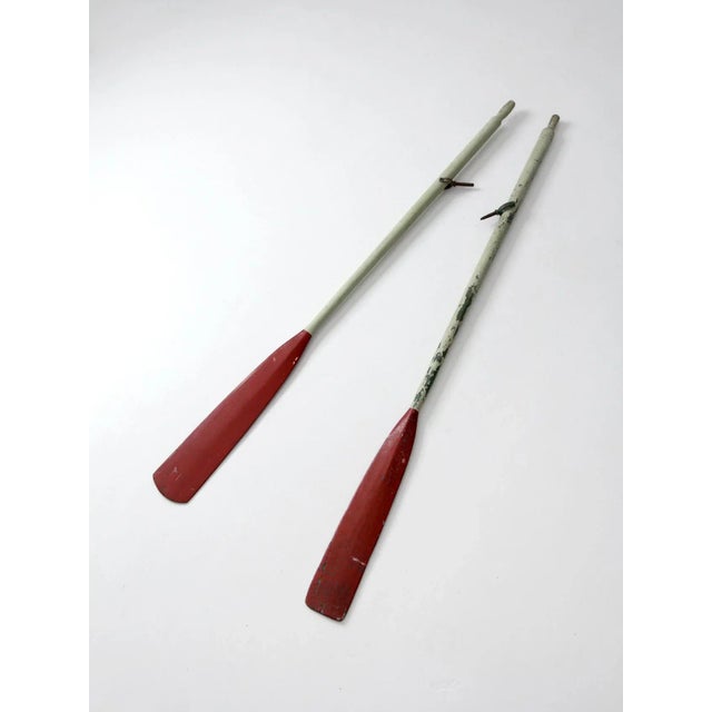 Wood Vintage Painted Wooden Oars Pair For Sale - Image 7 of 11