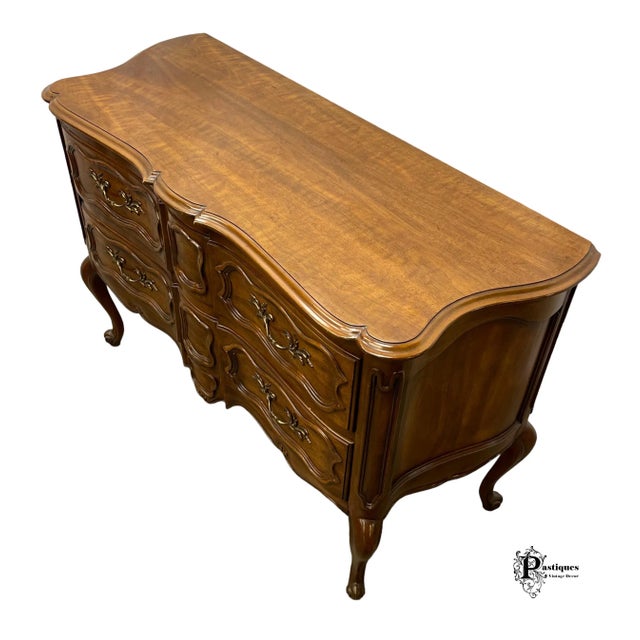 Vintage White Furniture French Provincial Style Walnut Bombe Accent