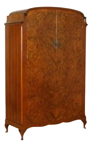 Art Deco Burr Walnut Double Wardrobe, England, 1940s