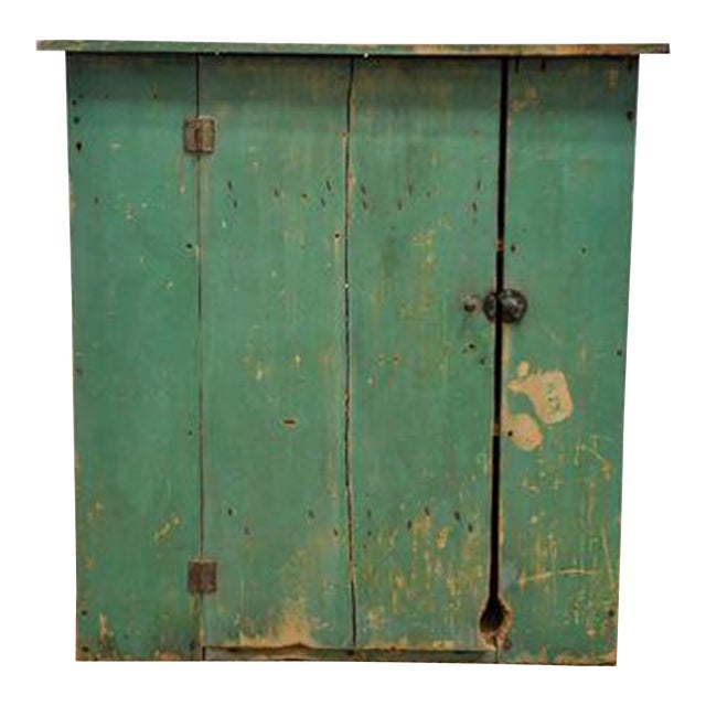 Early 20th Century Primitive Green Painted Cupboard Chairish