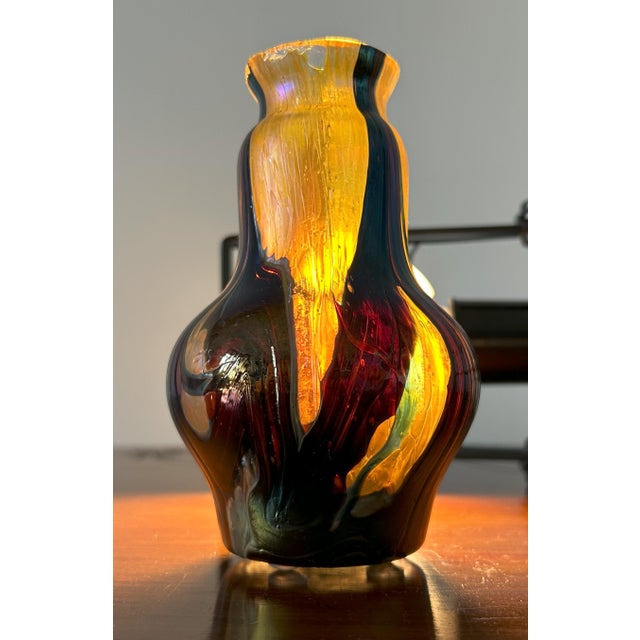 Red Art Nouveau Iridescent Glass Vase, Central European, 1890s For Sale - Image 8 of 18