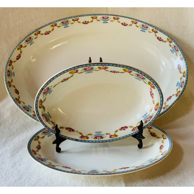 Blue 1920s English Bone China Oval Platters - Set of 3 For Sale - Image 8 of 18