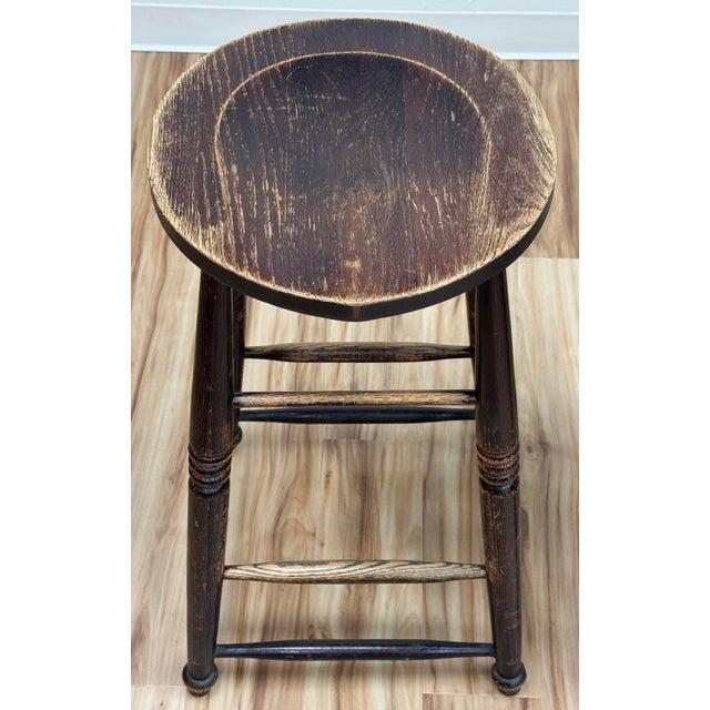 Wood Vintage English Style Turned Wood Bar Stools, a Pair For Sale - Image 7 of 13