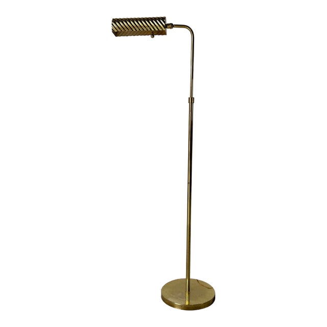 1970’s Mid-Century Modern Solid Brass Pharmacy Reading Floor Lamp For Sale