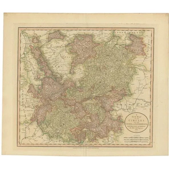 Early 19th Century Antique Map of the Upper and Lower Rhine attributed to Cary, 1811 For Sale - Image 5 of 5