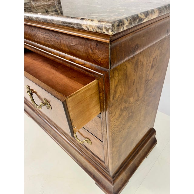 Late 20th Century Henredon "Charles X" French Neoclassical Burl & Marble Top Commode Chest For Sale - Image 6 of 13