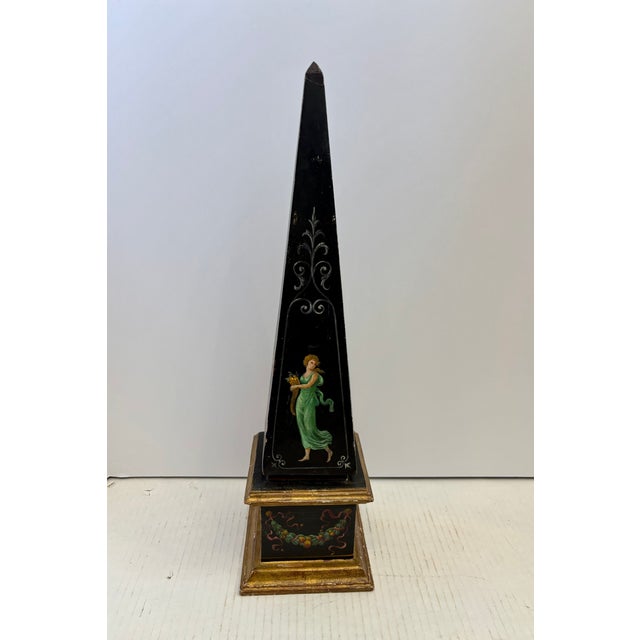 Vintage Italian Hand Painted Obelisk For Sale - Image 4 of 14