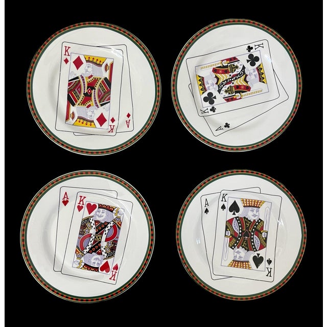 This product is a set of 8 American Atelier Casino 5269 porcelain 8" salad plates featuring a playing card theme. These...