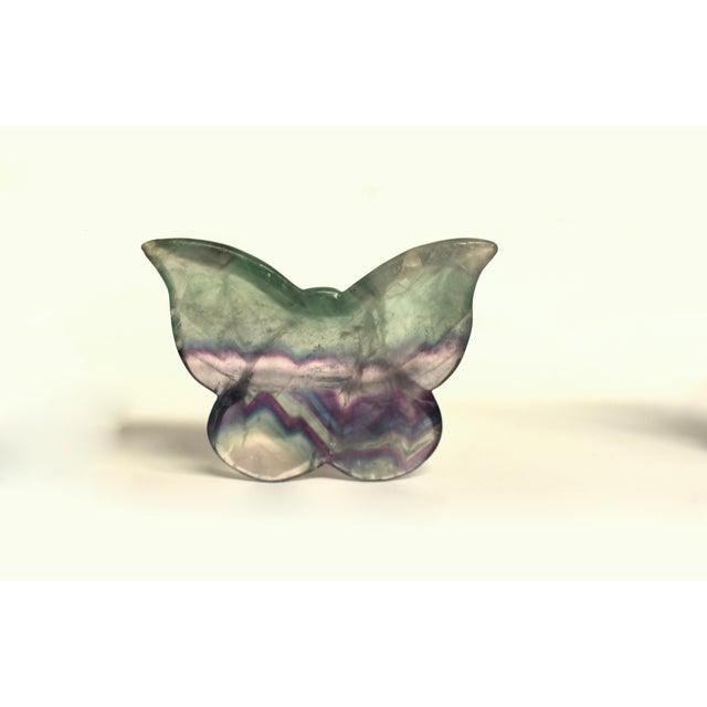 2010s Pair Natural Fluorite Butterfly Dishes Gemstone Rock Crystal For Sale - Image 5 of 15