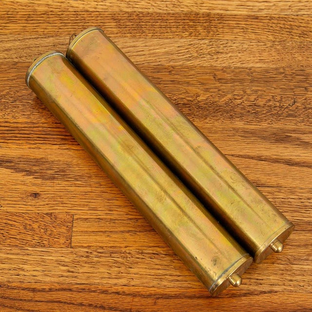 1960s Mid Century Modern Wall Clock Oak Pendulum Weights Brass Denmark Chime For Sale - Image 5 of 9