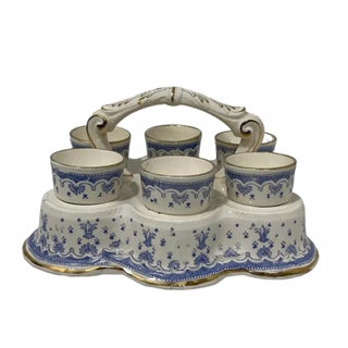 Egg Cups in Stand by Franz Anton Mehlem, 1890, Set of 7 For Sale