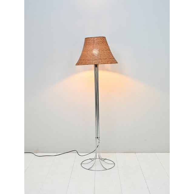 Piano Lamp with Lampshade in Rattan, 1960s For Sale - Image 3 of 12