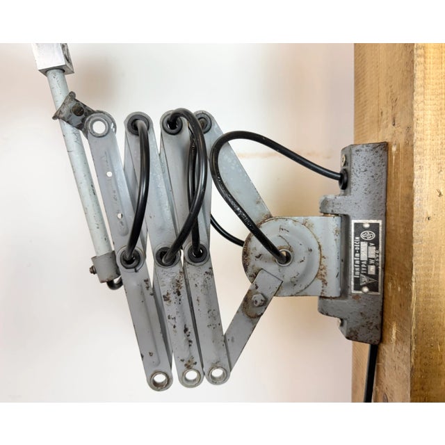 Industrial Grey Scissor Wall Lamp, 1960s For Sale - Image 10 of 18