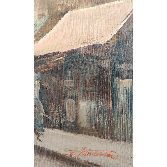 Ezelino Briante, Busy Shopping Street, Oil on Cardboard, 1960s, Framed For Sale - Image 3 of 10