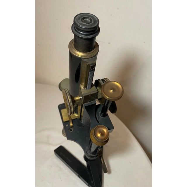 Share Rare Antique 1800's Solid Brass Mozstertz Lab Microscope Scientific Instrument For Sale - Image 9 of 12