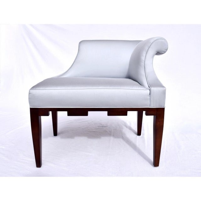 Baker Furniture Castle Corner Chairs, Walnut, Upholstery, Modern Usa For Sale - Image 10 of 11