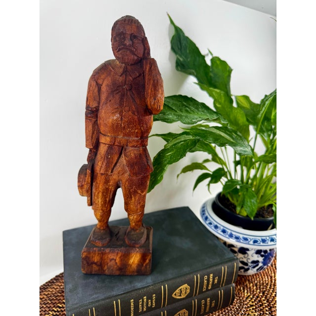 Folk Art Hand Carved Wood Folk Art Figure Rustic Primitive Sculpture Vintage Canadian Style For Sale - Image 3 of 7