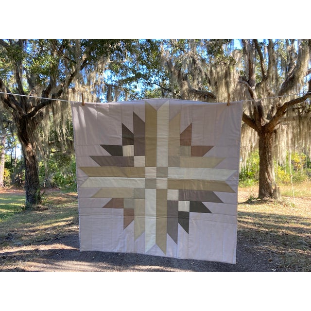 Beautiful, handmade art quilt made by the seller in the calm country style solid colors This contemporary quilts makes a...