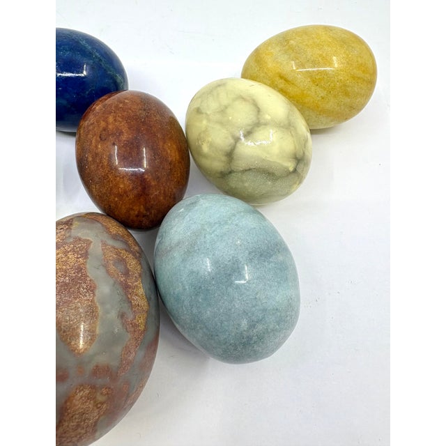 Vintage Hand Carved Alabaster Easter Eggs Made in Italy - A Set of 9 For Sale - Image 4 of 7