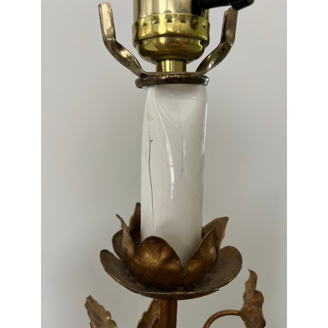 Mid Century Italian Regency Gold Gilt Tole Table Lamp For Sale - Image 12 of 12