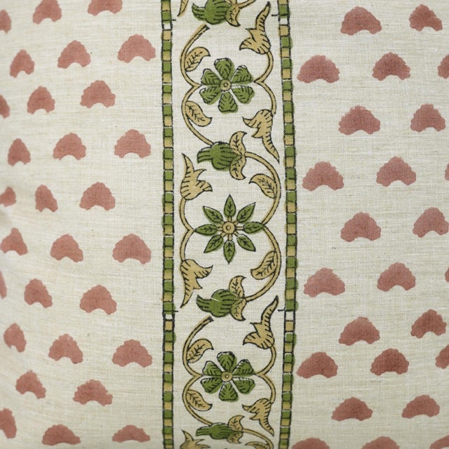 Fabdivine Linen Blend Priya Decorative Pillow Cover 26x26 Inch Hand Block Printed Throw Cushion For Sale - Image 6 of 7
