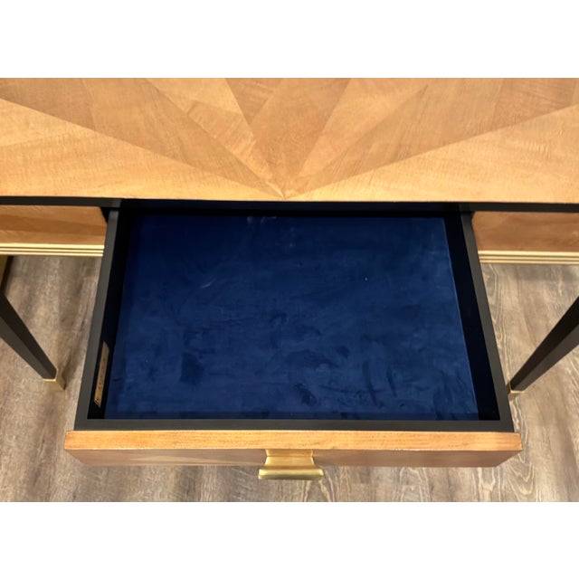 Wood Currey & Company Modern Art Deco Style Satin Wood and Ebony Finished Kallista Writing Desk For Sale - Image 7 of 10