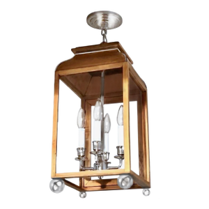Late 20th Century Charles Edwards Mews Ceiling Lantern Pendant Fixture in Mahogany & Nickel, Uk
