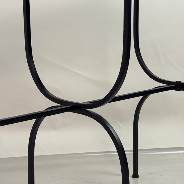 Art Deco Slender 'Arcade' Wrought Iron and Black Limestone Console by Design Frères For Sale - Image 3 of 7