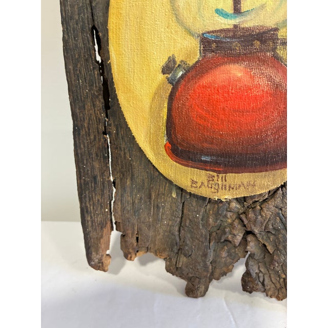 Wood Original Folk Art Lantern Painting on Reclaimed Wood Rustic Primitive Wall Sculpture For Sale - Image 7 of 10