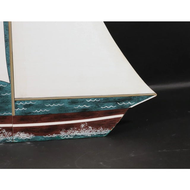 Folk Art Warren Kimble Sailing Ship Hanging Cabinet For Sale - Image 3 of 10