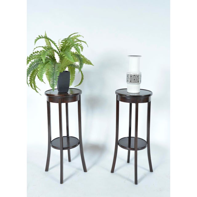 Antique English Mahogany Birch Wood Plant Stands, 1900s, Set of 2 For Sale - Image 4 of 14