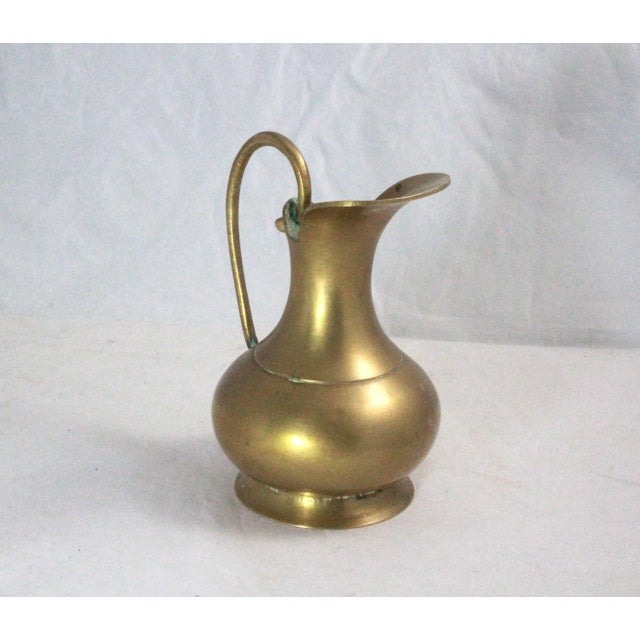 Vintage Solid Brass Pitcher For Sale - Image 4 of 7