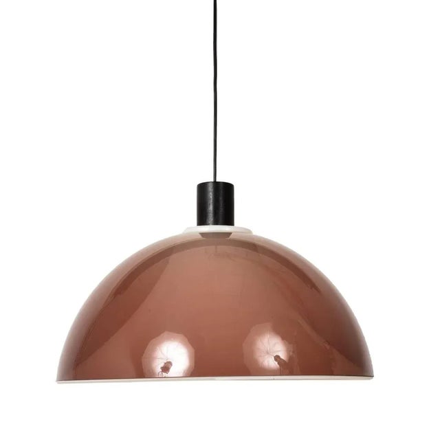 Wonderful brown and white acrylic glass pendant chandelier, produced by Stilux in Italy during 1960s. This iconic piece is...