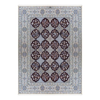 Hand-Knotted Wool and Silk Nain Rug For Sale