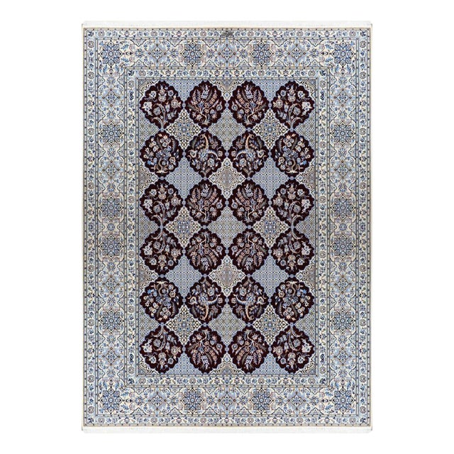 Hand-Knotted Wool and Silk Nain Rug For Sale