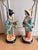 Turquoise Signed Domenico Poloniato Monumental Chinoiserie Figural Lamps With Original Pagoda Shades - A Pair For Sale - Image 8 of 11