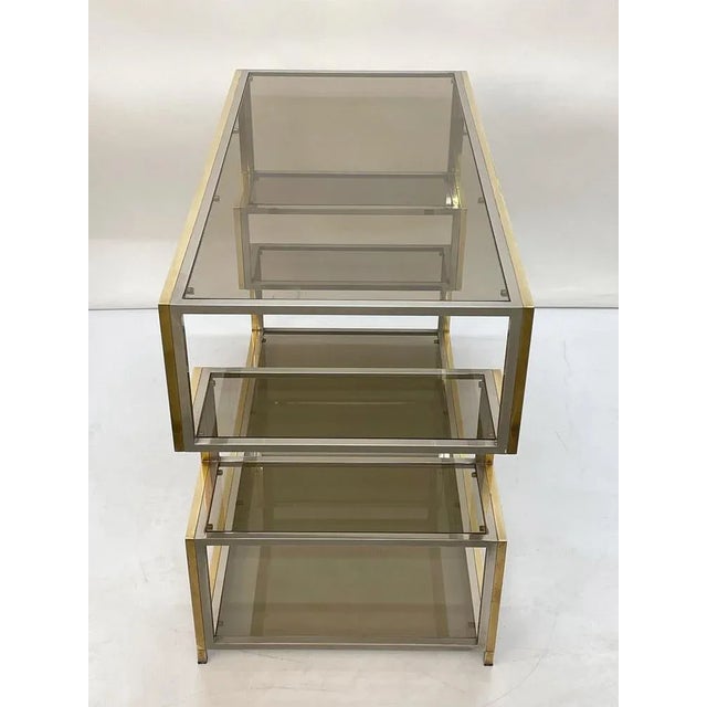Mid-Century Italian Gold Brass and Glass Console Table, 1970s For Sale - Image 18 of 18