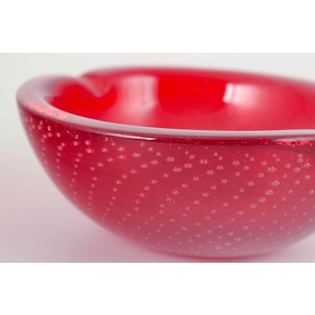 Vintage Decorative Bowl with Organic Form in Red Sommerso Glass, 1960s For Sale - Image 4 of 5