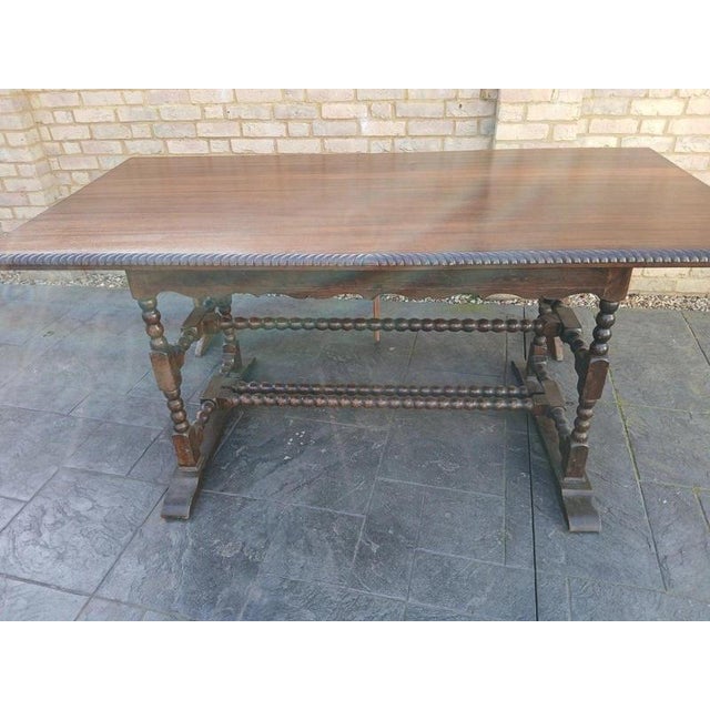 Antique Victorian Walnut Refectory Farmhouse Dining Table For Sale - Image 4 of 7
