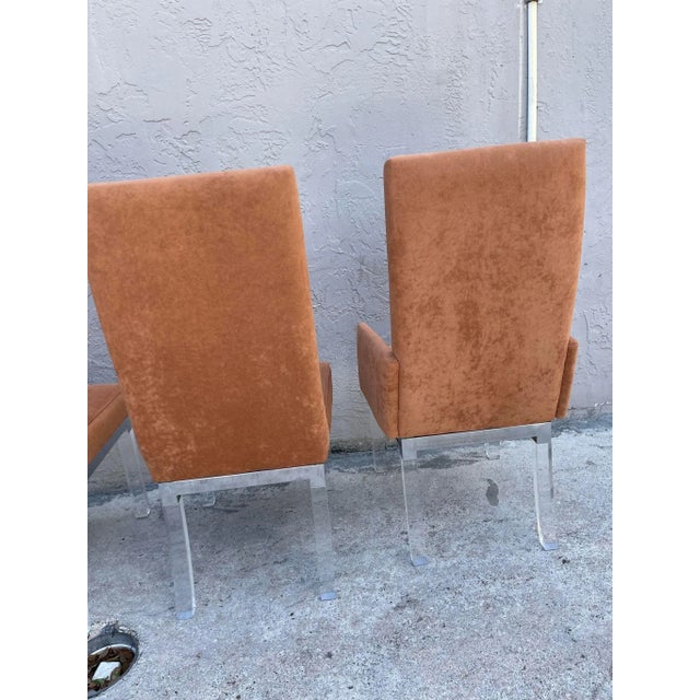 1970s Charles Hollis Jones Chrome Base Dining Chairs With Lucite Legs- Set of 6 For Sale In Cleveland - Image 6 of 11