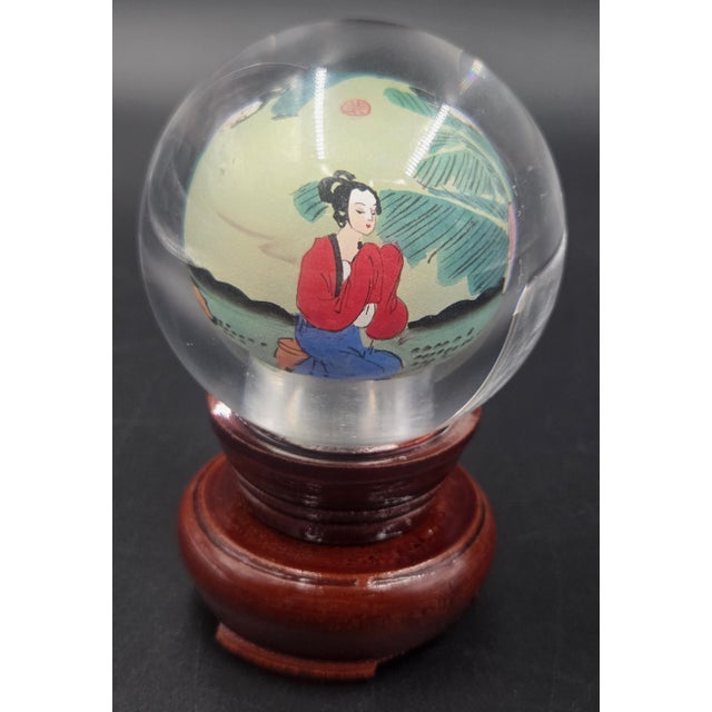 Vintage Chinese Reverse-Painted Globe With Rotating Stand For Sale - Image 10 of 18