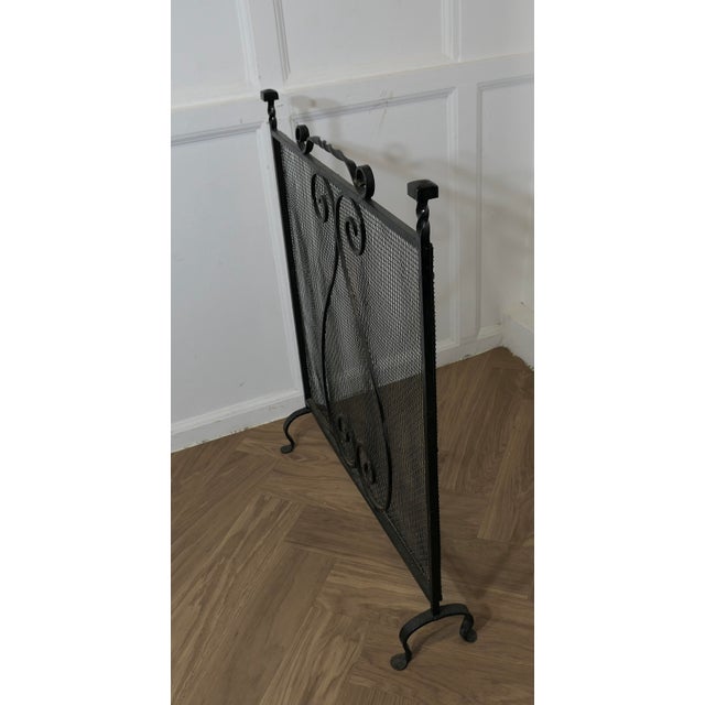 Black Large Wrought Iron Fire Screen, 1890s For Sale - Image 8 of 8