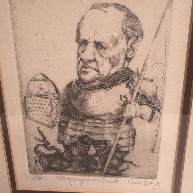 CHARLES BRAGG - "ST. GEORGE AND THE CRICKET" ETCHING SIGNED CIRCA 1972 65/90 For Sale - Image 4 of 8