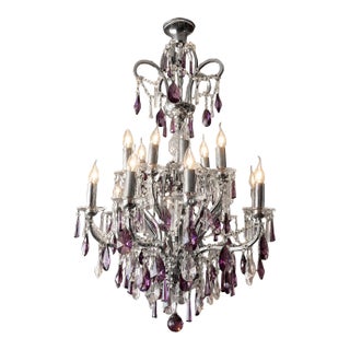 1990 Artisan Regency Purple Crystal Chandelier - 1 Pc For Sale