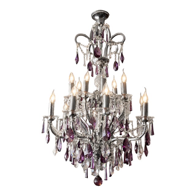 1990 Artisan Regency Purple Crystal Chandelier - 1 Pc For Sale